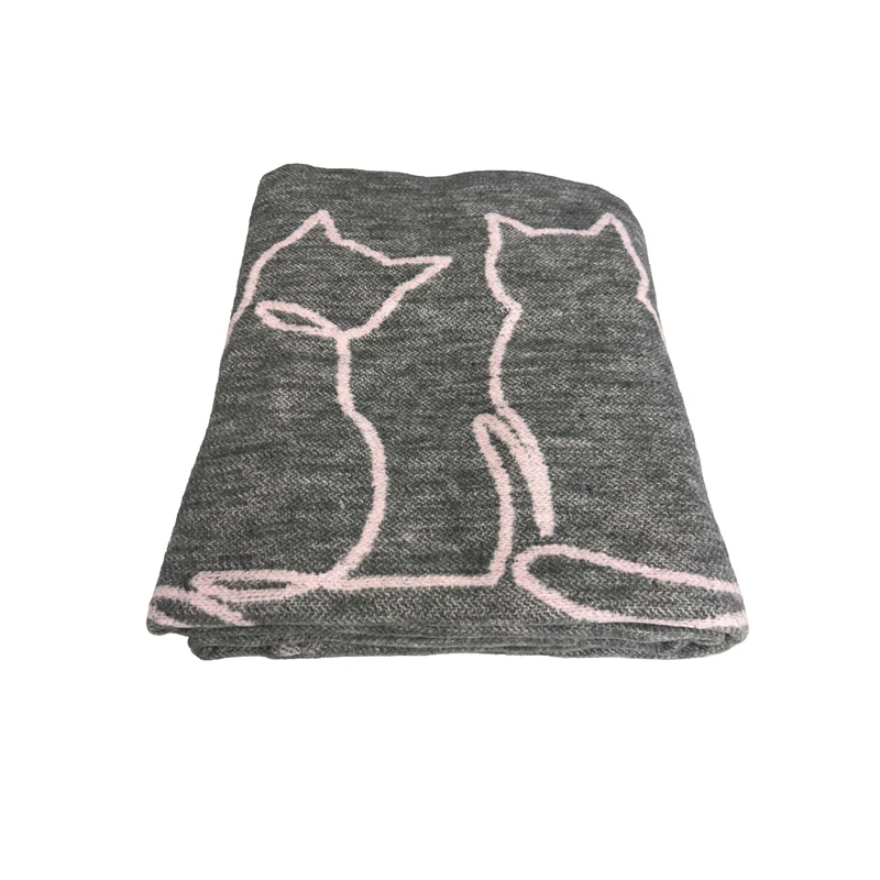 APELT Betty Plaid mit Fransen Linear geziechneten Katzen
