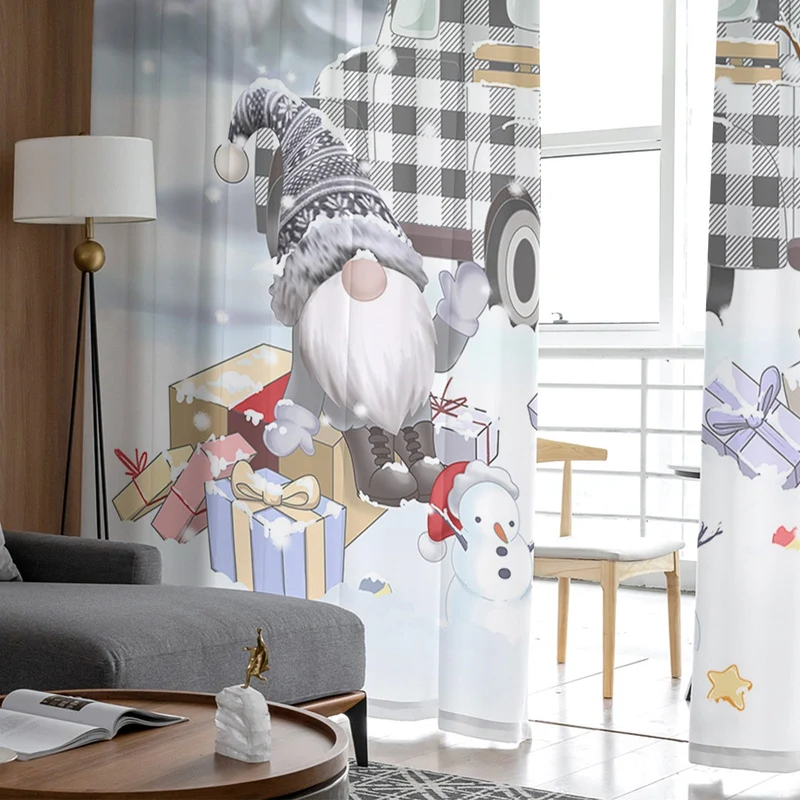 Weihnachtsgardine transparent mit Wintermotiv