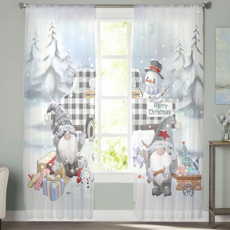 Weihnachtsgardine transparent mit Wintermotiv