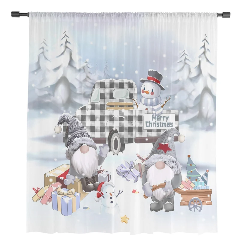 Weihnachtsgardine transparent mit Wintermotiv