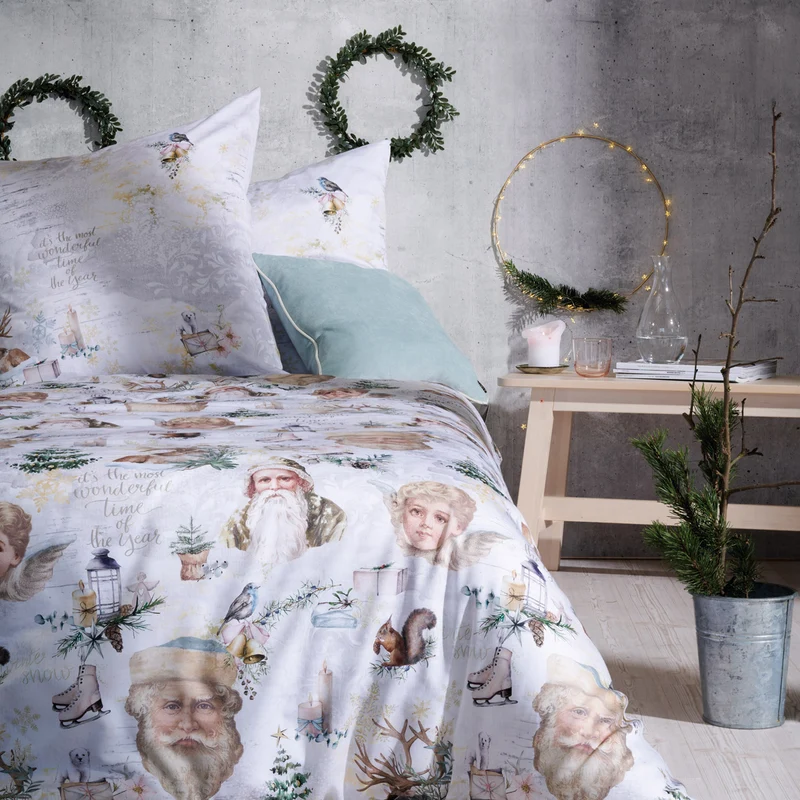 APELT Santa Bettwäsche Baumwoll-Satin Weihnachtliche Postkartenmotive
