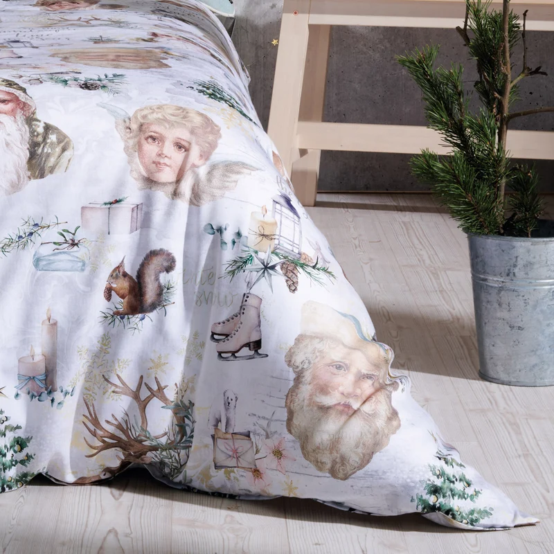 APELT Santa Bettwäsche Baumwoll-Satin Weihnachtliche Postkartenmotive