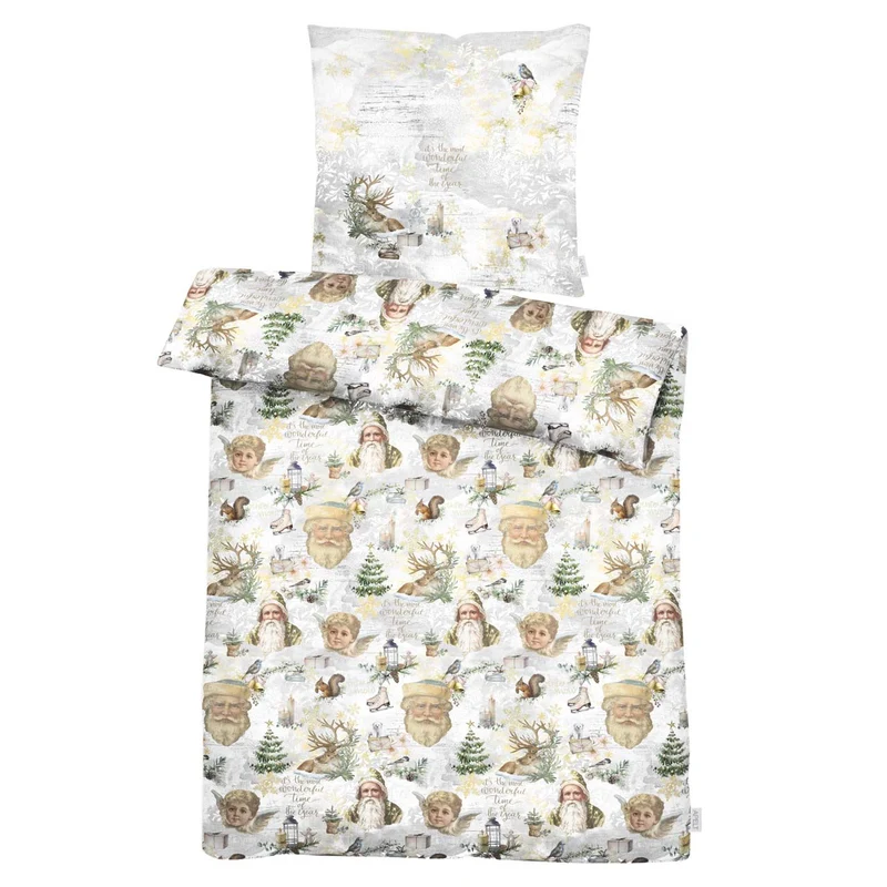 APELT Santa Bettwäsche Baumwoll-Satin Weihnachtliche Postkartenmotive