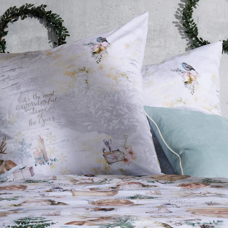 APELT Santa Bettwäsche Baumwoll-Satin Weihnachtliche Postkartenmotive