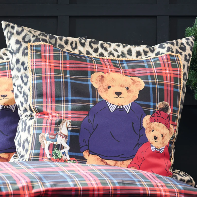 APELT Tommy Bettwäsche Baumwoll-Satin Teddy Bären Karo