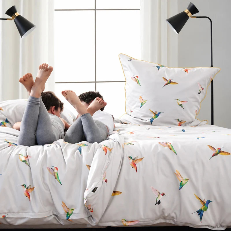 APELT Kolibri Bettwäsche Baumwoll-Satin Kolibri bunte Vögel