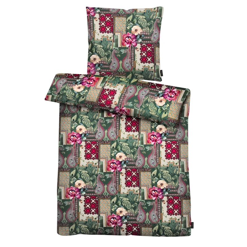 APELT Isabella Bettwäsche Baumwoll-Satin Patch mit Blüten