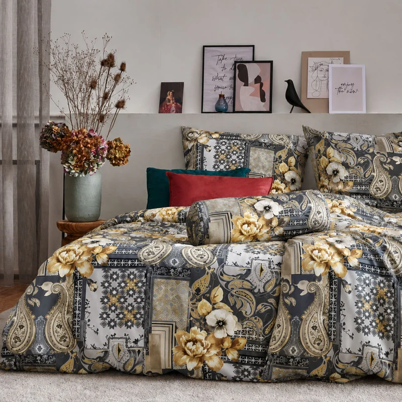 APELT Isabella Bettwäsche Baumwoll-Satin Patch mit Blüten