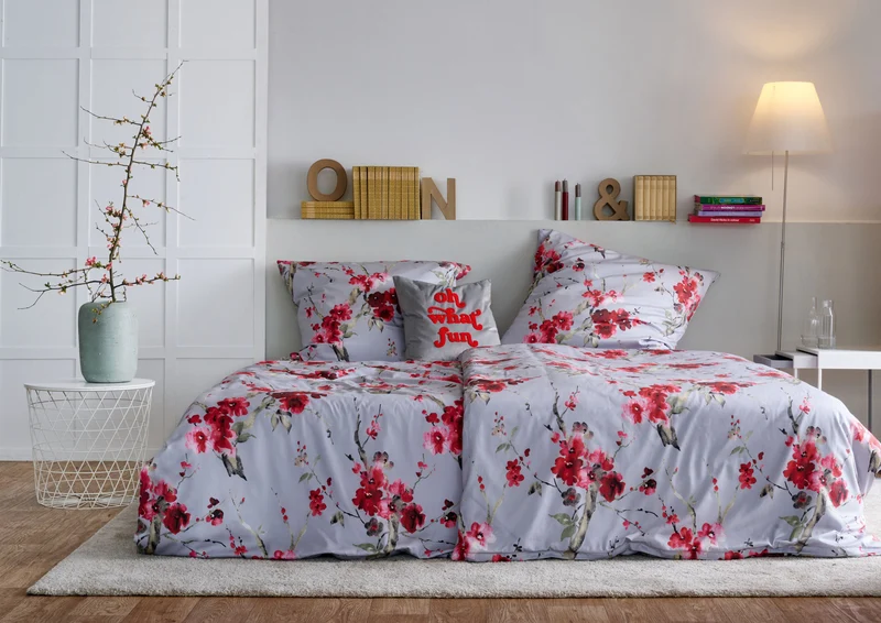 APELT Hanami Bettwäsche Baumwoll-Satin Blütenzweige