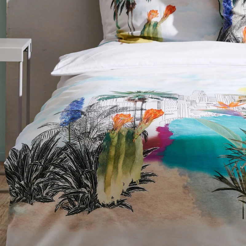 APELT Miami Bettwäsche Baumwoll-Satin schicker Großstadt-Dschungelgarten