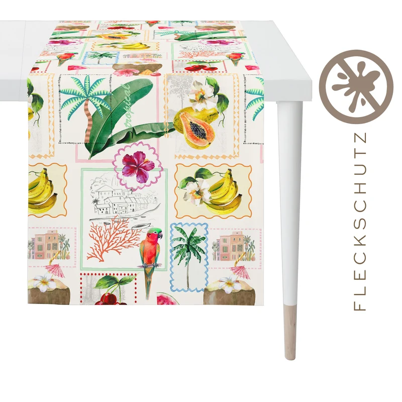 APELT 3814 Tischläufer exotisches Patchdesign in Outdoorqualität mit Fleckschutz