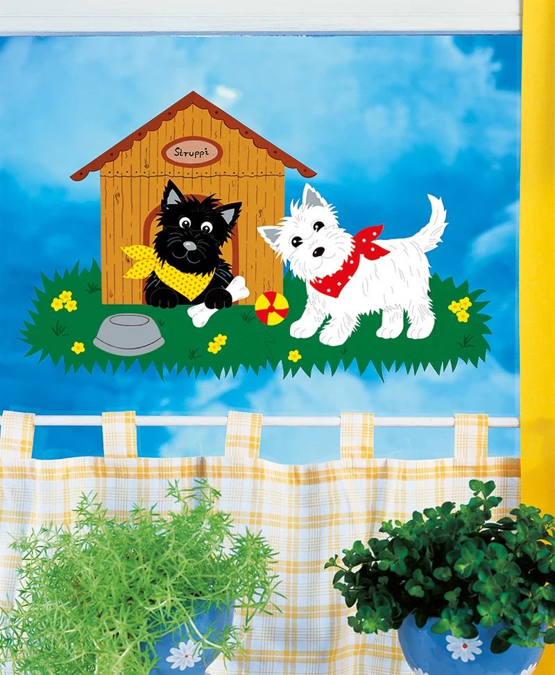 Fischer Fensterbilder Spielende Hunde