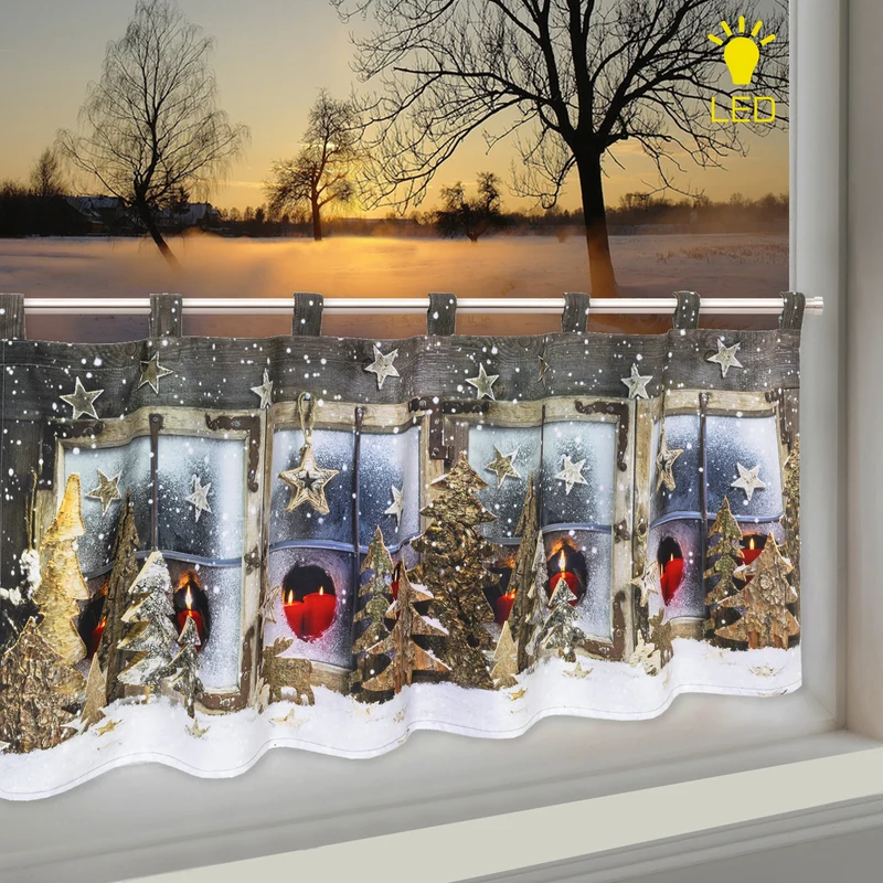 Fischer Fensterbilder beleuchtete Scheibengardine mit LED "Weihnachtsfenster"