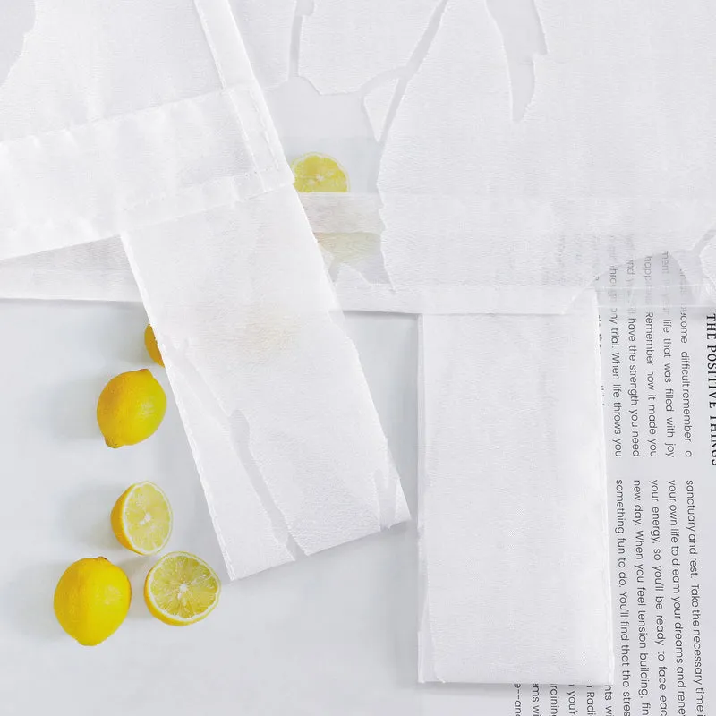 Gardinen Halbtransparent mit Ausbrenner-Blättermuster Schlaufen 2er Set
