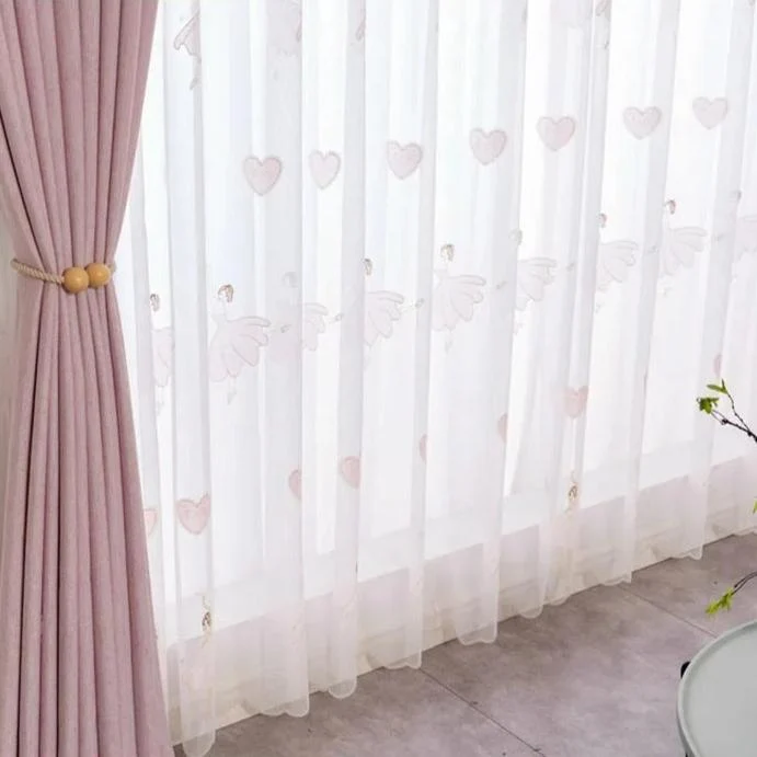Kindergardine mit Ballerina-Stickerei für Mädchen