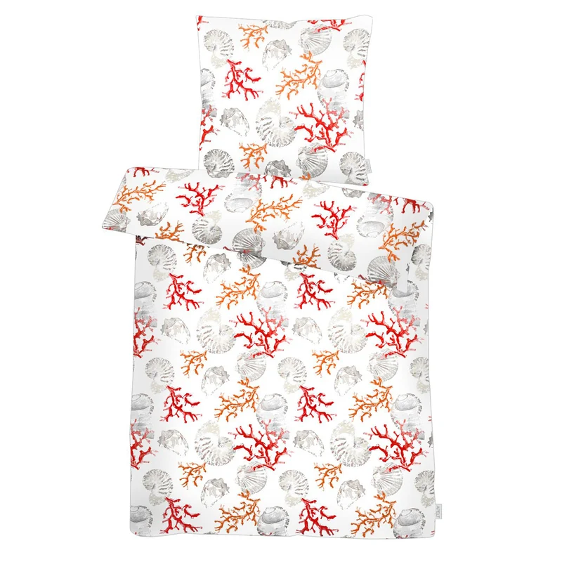APELT Coral Bettwäsche Baumwoll-Satin Corallen und Muscheln