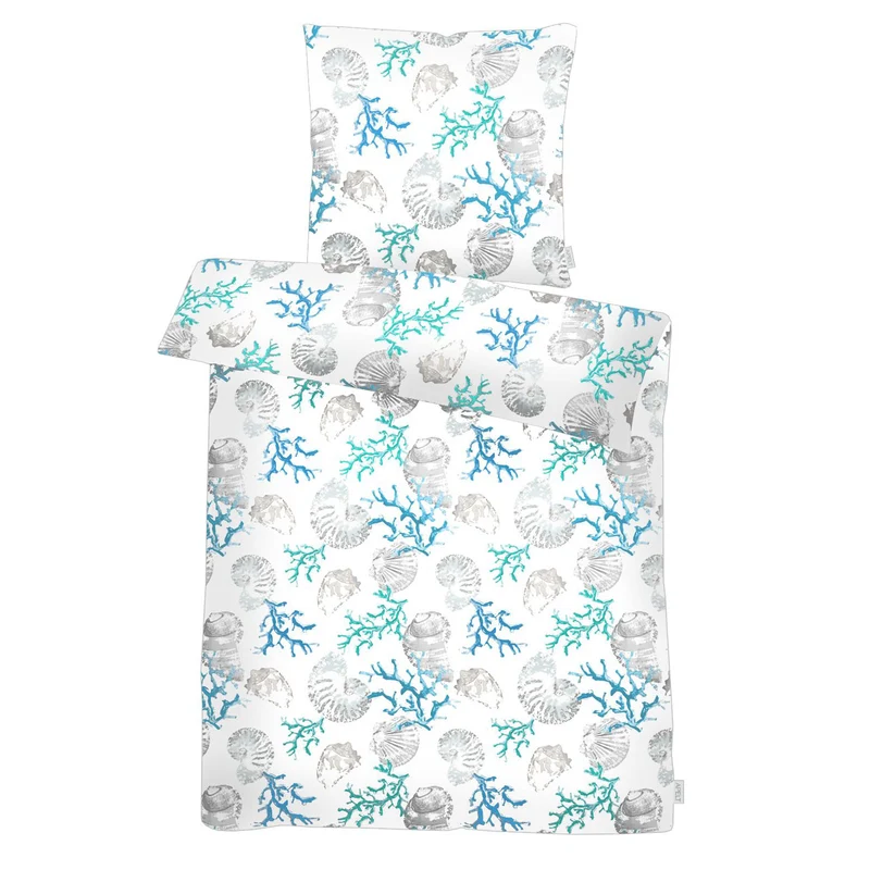 APELT Coral Bettwäsche Baumwoll-Satin Corallen und Muscheln