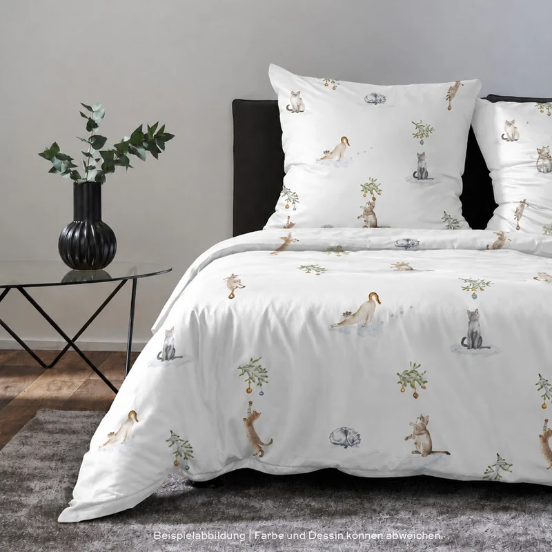 APELT Cats Bettwäsche Baumwoll-Satin aquarellierten Katzenmotive