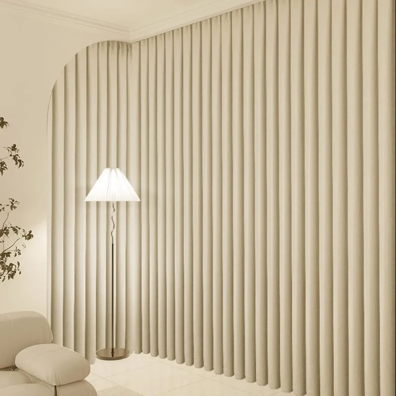 Blickdichter Vorhang Beige mit Ösen