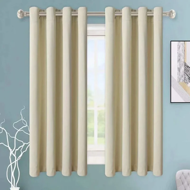 Blickdichter Vorhang Beige mit Ösen