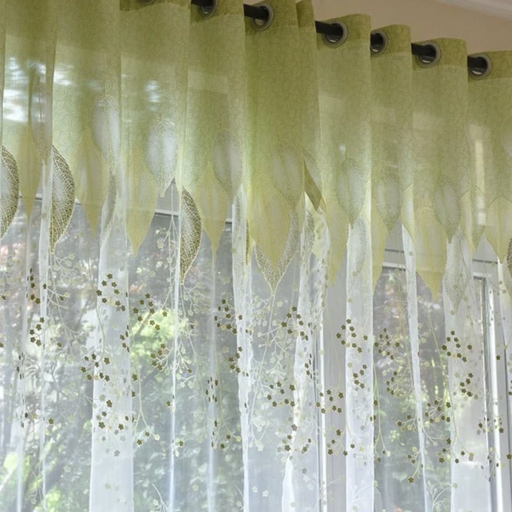 Transparenter Vorhang mit modernem Blatt-Motiv