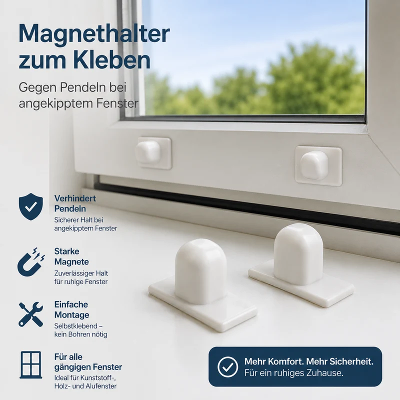 ourdeco® Magnethalter für Alu-Jalousie | ohne Bohre | zum Kleben | weiß