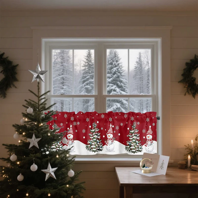 Scheibengardine Weihnachten – festlicher Volant