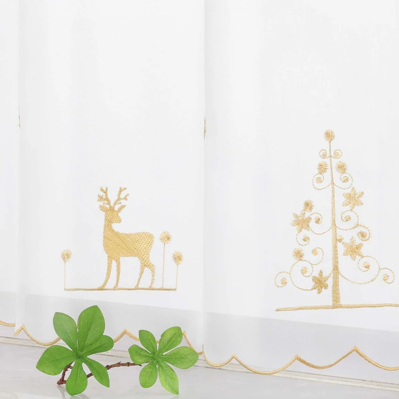 Weihnachtliche Scheibengardine mit Reh & Weihnachtsbaum