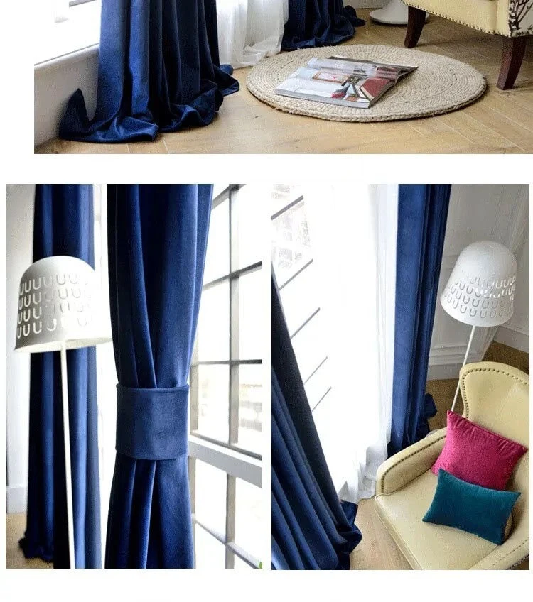 Verdunkelungsvorhang aus Samt in Blau