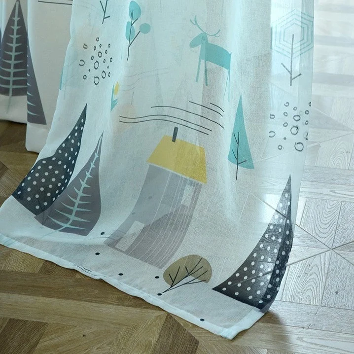 Voile Vorhang Leinenoptik für Kinderzimmer