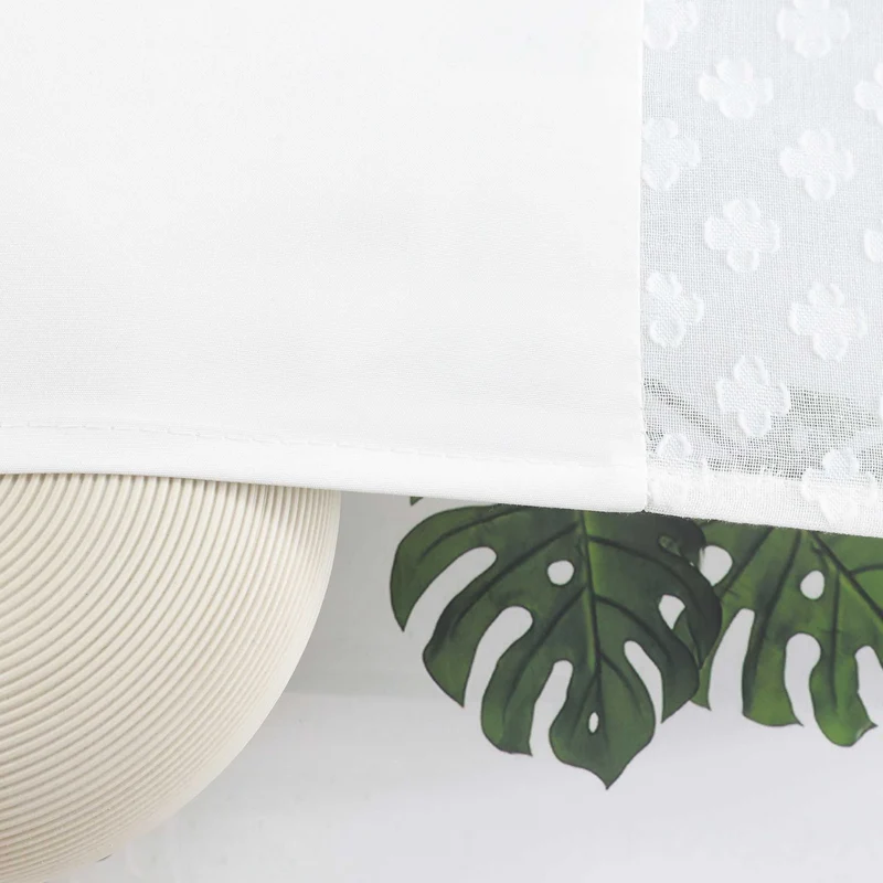 Scheibengardine im Patchwork-Stil mit Kleeblatt-Muster, 2 Stücke, mit Schlaufen-Design
