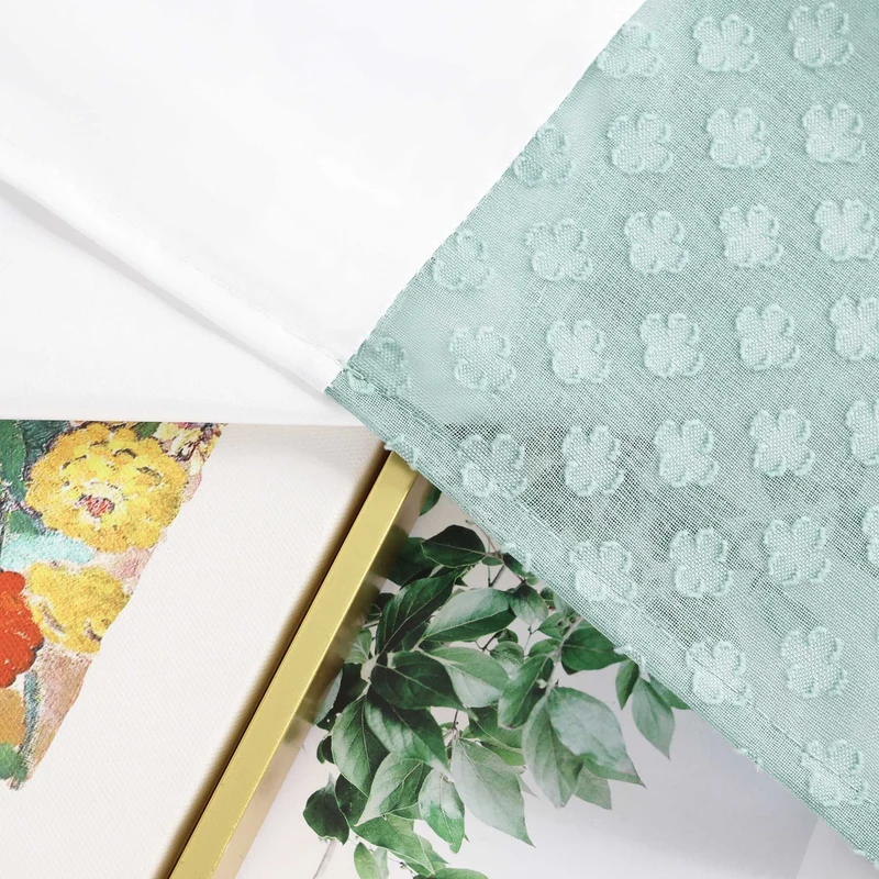 Scheibengardine im Patchwork-Stil mit Kleeblatt-Muster, 2 Stücke, mit Taschenrod-Design