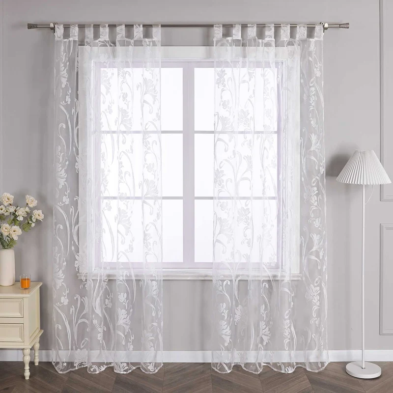 Gardine mit Blumenmuster halbtransparent 1 stück