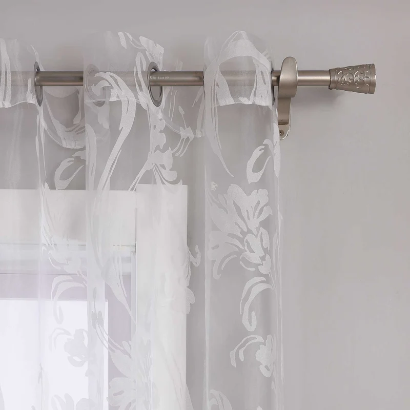 Gardine mit Blumenmuster halbtransparent 1 stück
