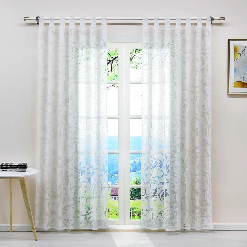 Gardine mit floralem Muster lichtdurchlässiger Fensterschal 1 Stück