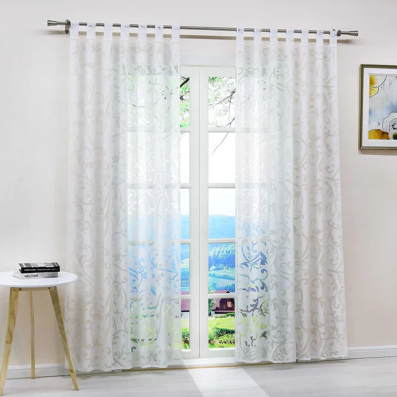 Gardine mit floralem Muster lichtdurchlässiger Fensterschal 1 Stück