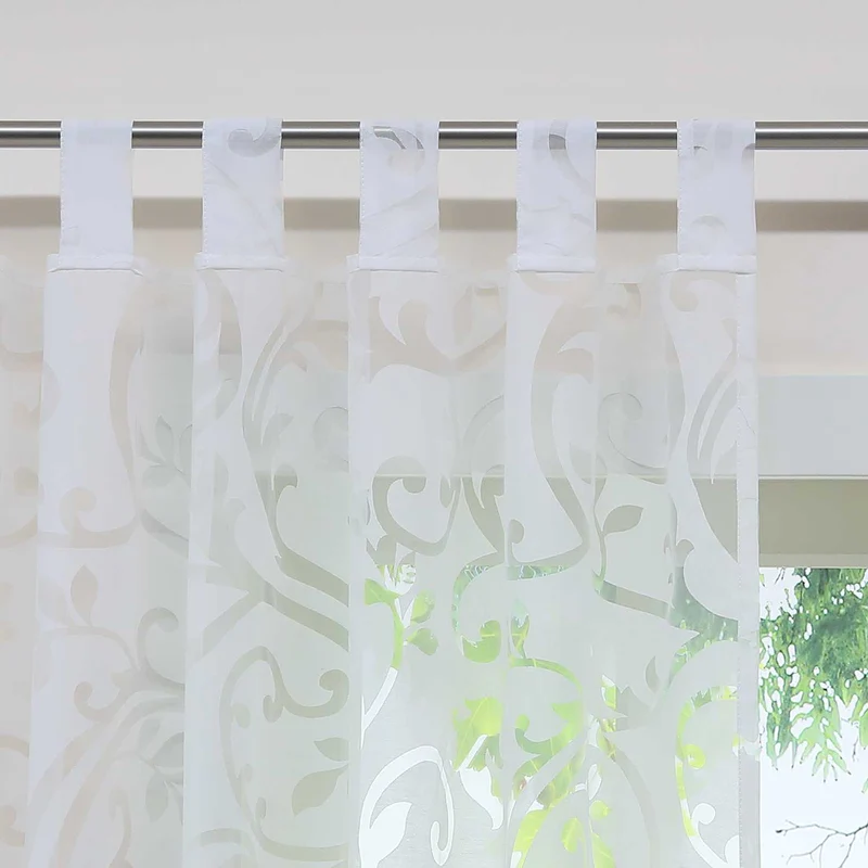 Gardine mit floralem Muster lichtdurchlässiger Fensterschal 1 Stück