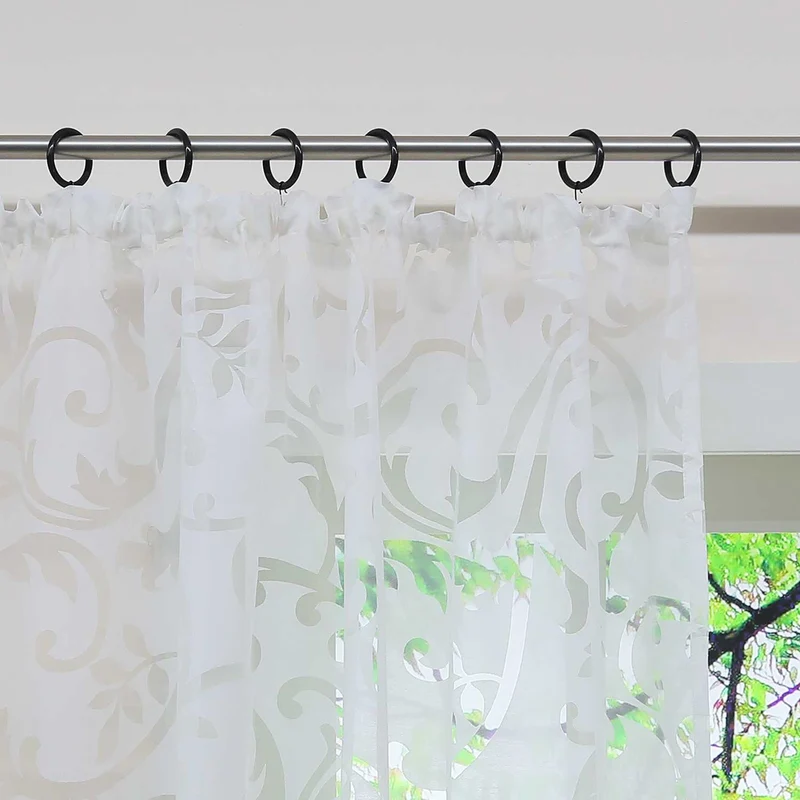 Gardine mit floralem Muster lichtdurchlässiger Fensterschal 1 Stück