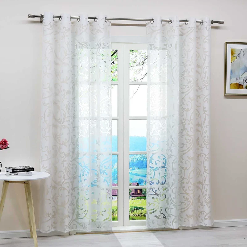 Gardine mit floralem Muster lichtdurchlässiger Fensterschal 1 Stück