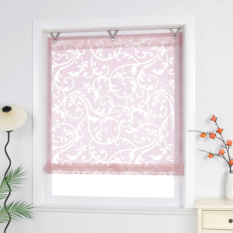 Rollo mit V-Haken transparent Burn-out-Technik Blumenmuster 1 Stück