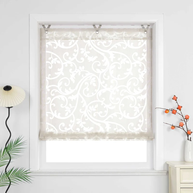 Rollo mit V-Haken transparent Burn-out-Technik Blumenmuster 1 Stück