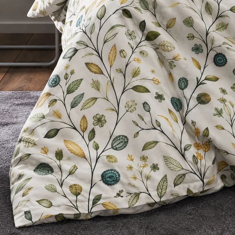 APELT Cecile Bettwäsche Baumwoll-Satin handgemalte Blattmotive
