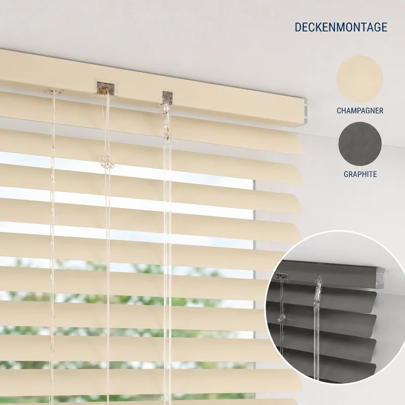 ourdeco® Aluminium-Jalousie | Lamelle 25 mm | verschiedene Größen | champagner, graphite