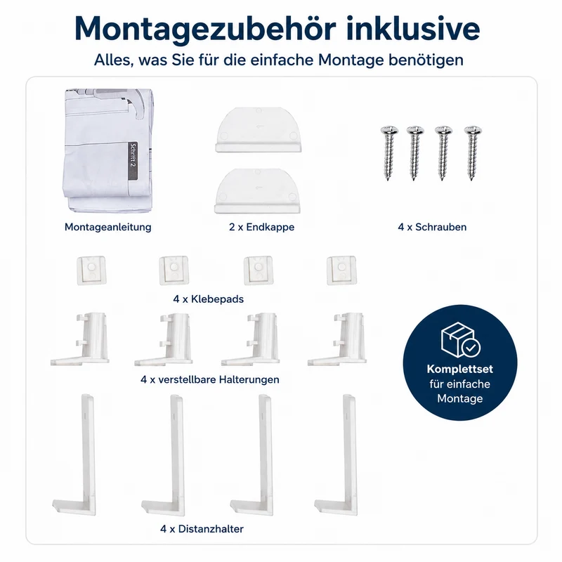 ourdeco® Klemmfix-Plissee | lichtdurchlässig | Montage ohne/mit Bohren | verschiedene Größen | weiß, grau