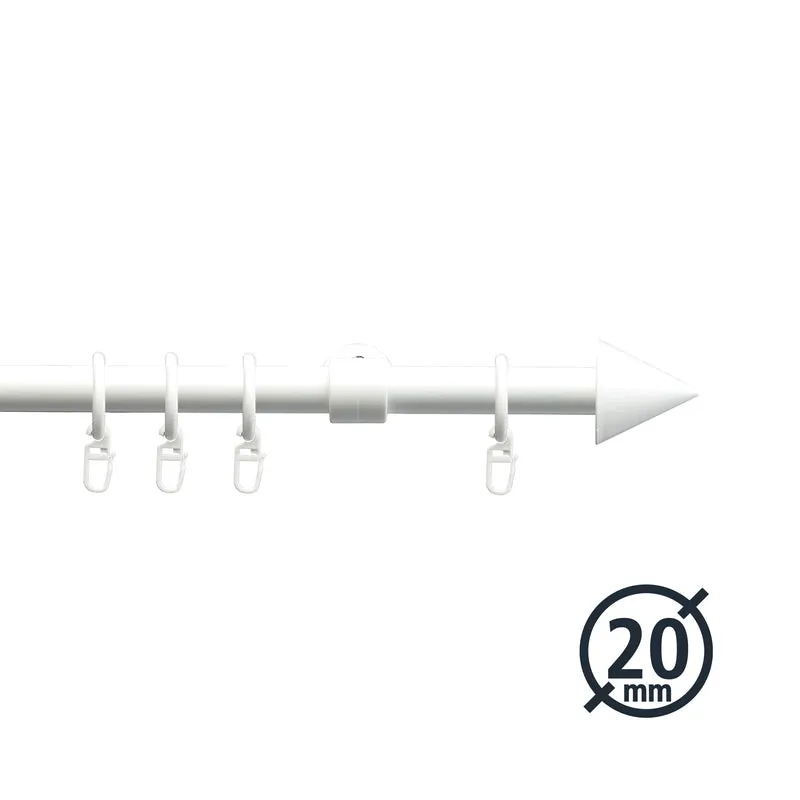 ourdeco® Fertiggarnitur Kegel | Ø 20 mm | Set inkl. Ringe und Träger | verschiedene Größen |weiß, schwarz, silber-matt