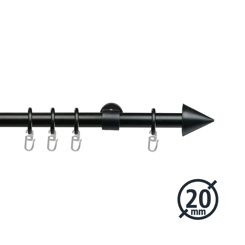 ourdeco® Fertiggarnitur Kegel | Ø 20 mm | Set inkl. Ringe und Träger | verschiedene Größen |weiß, schwarz, silber-matt