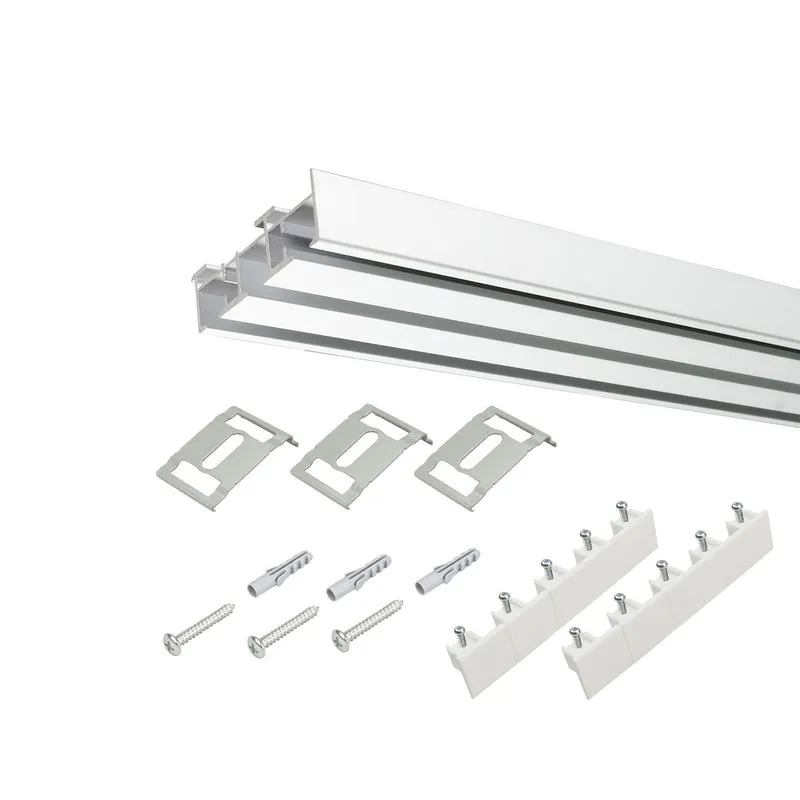 ourdeco® Aluminium Flächenvorhangschiene | für Gardinen und Vorhänge | verschiedene Längen | weiß silber