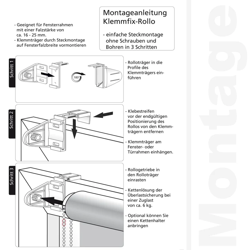 ourdeco® Klemmfix-Rollo | verdunkelnd | Thermo-Beschichtung | ohne Bohren | verschiedene Farben und Größen