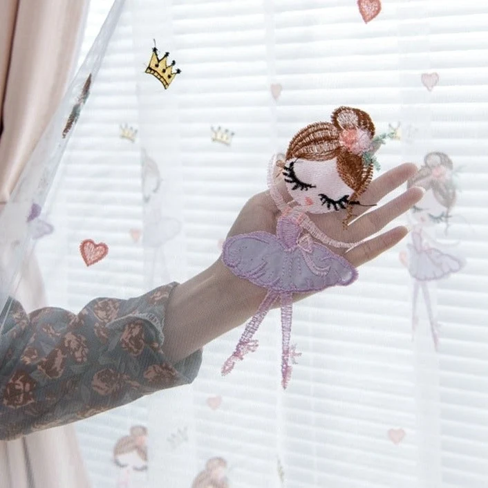 Mädchen Kinderzimmer Vorhang mit Ballerina-Stickerei