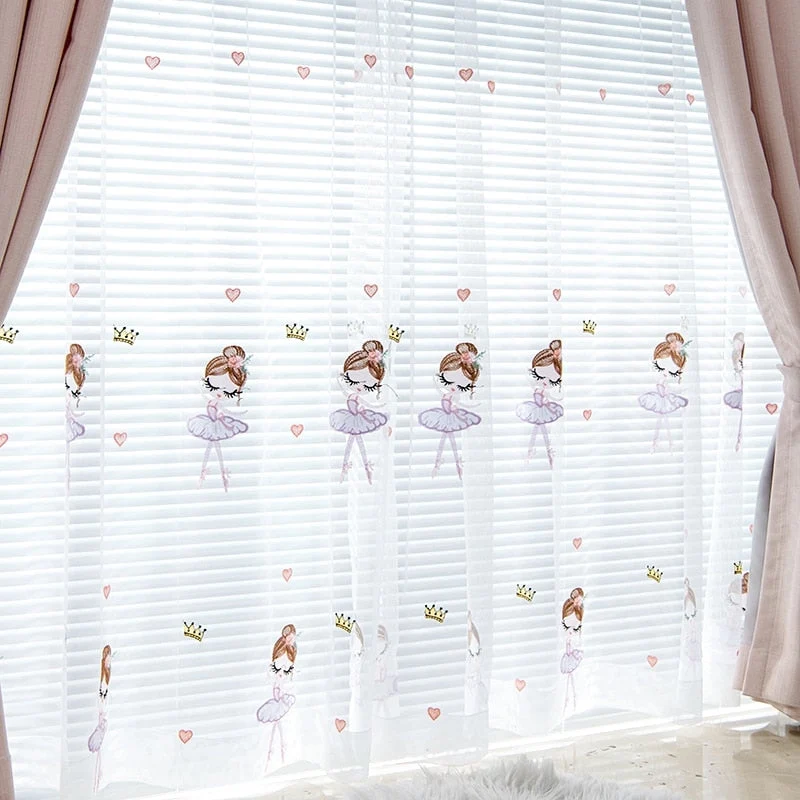 Mädchen Kinderzimmer Vorhang mit Ballerina-Stickerei